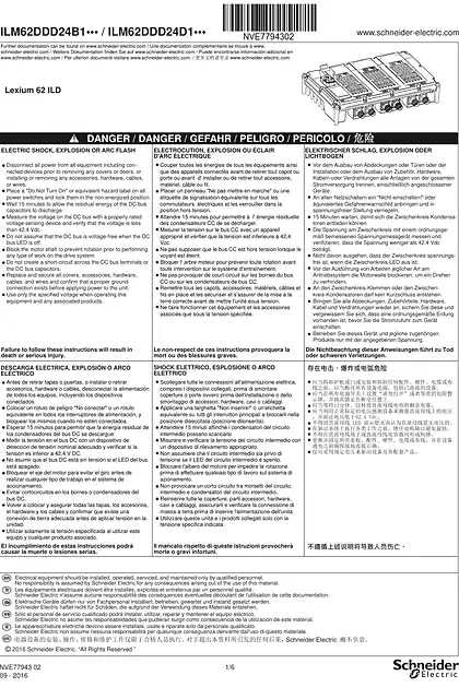 schneider施耐德ILM62DDD24B1... _ ILM62DDD24D1... Lexium 62 ILD_ Instruction Sheet
